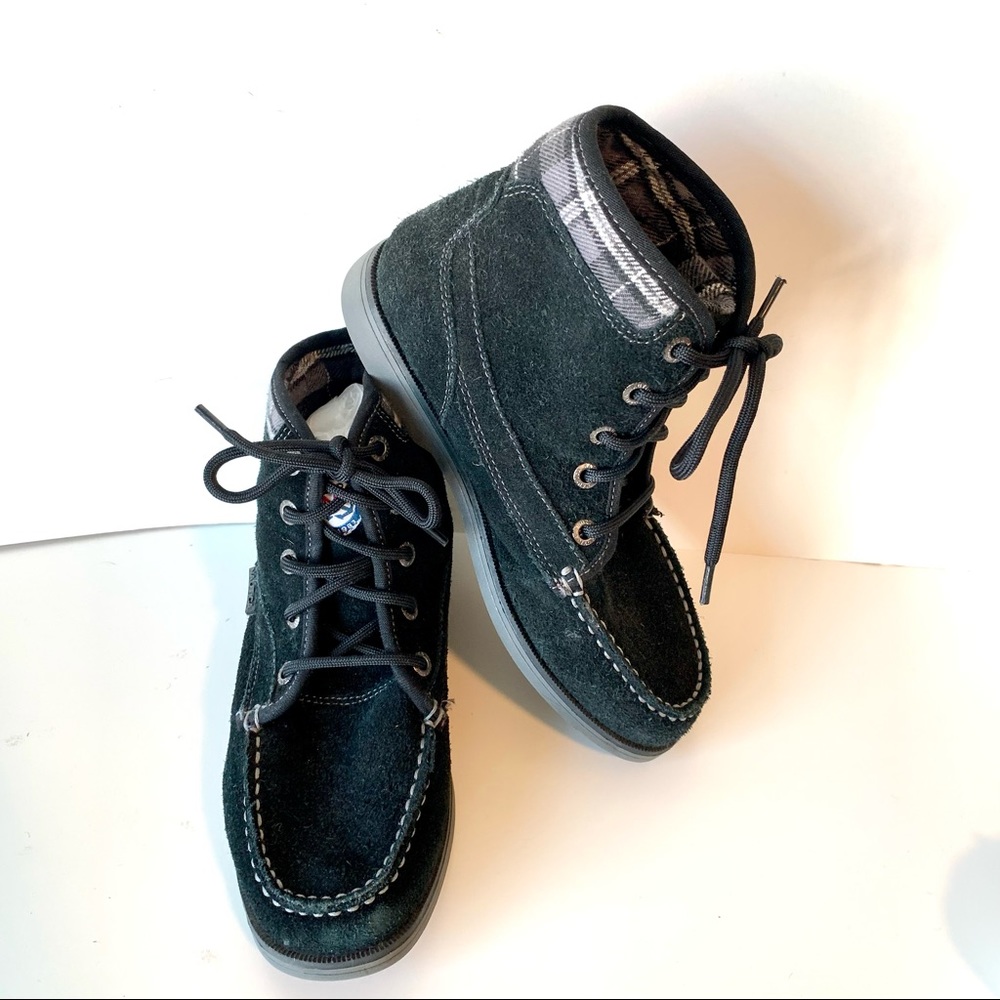 Boys NAUTICA Suede Leather Plaid High Tops—SZ. 3
